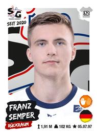 2020-21 Blue Ocean Bundesliga Handball 2020/21 Stickers #26 Franz Semper Front